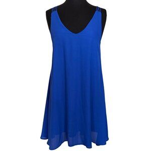 Dainty Hooligan Sleeveless Sheer Mini Blue Dress Cross Strap Back Women's Size S